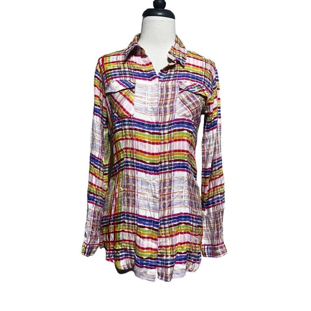 CAbi NWT Multicolor Plaid Cirque Shirt Button Up Long Sleeve XS